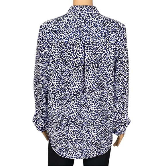 JUICY COUTURE blue, black & white leopard print, button-down blouse. Medium. EUC - Picture 6 of 11